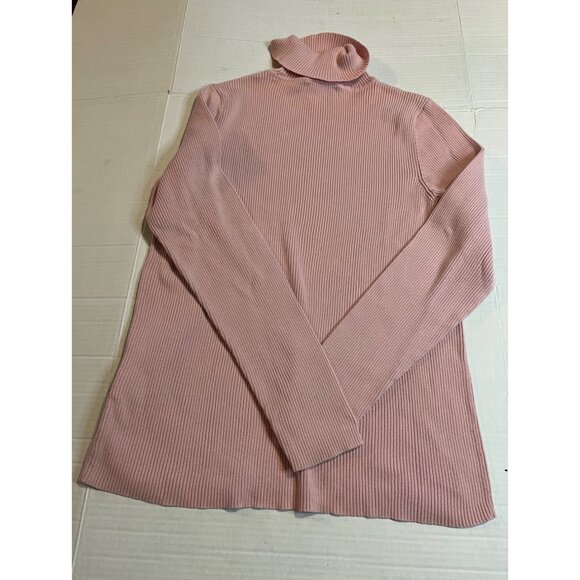 Lauren Ralph Lauren XL Pink Ribbed Turtleneck Sweater preppy  embroidered logo - Picture 2 of 10